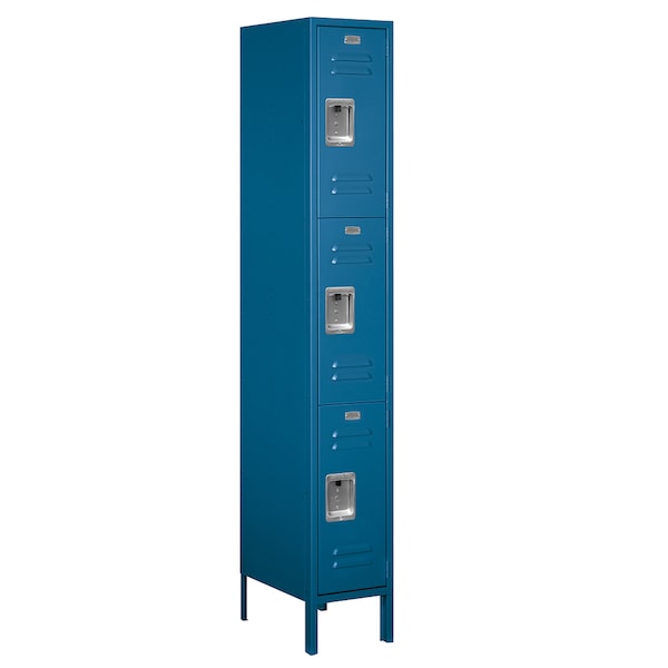 Salsbury Industries Wardrobe Locker, 12" W, 18" D, 78" H, (1) Wide, (3) Openings, Blue 63168BL-A